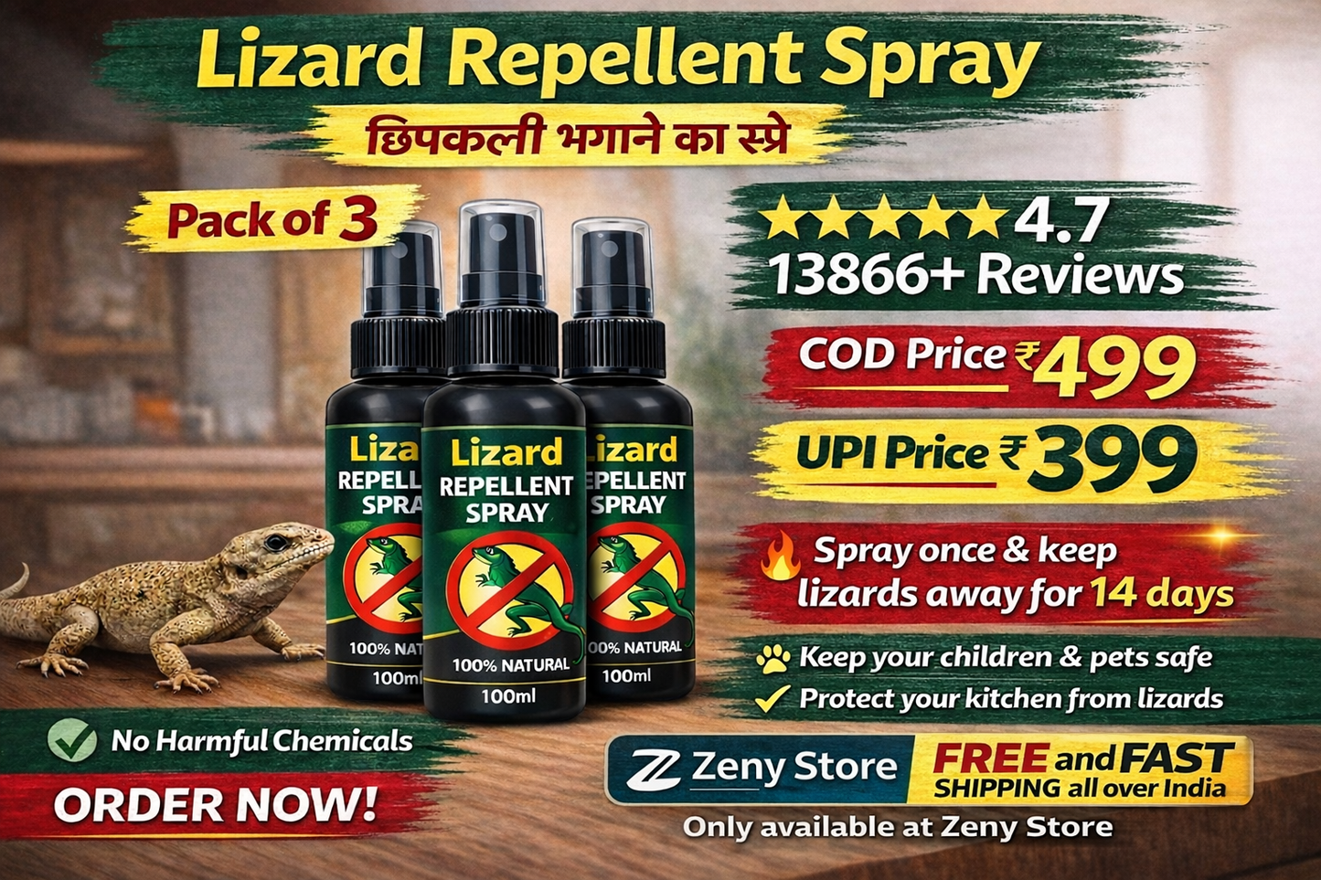 Lizard Repellent Spray (Peck of 3)