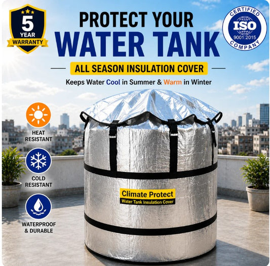 3-Layer Free Size Insulated Heavy Duty Water Tank Cover (1000 Litre) with smart size fitted belt– 6 mm Korean Insulated Sheet, UV & Weather Protection, Heat Resistant for Overhead Water Tanks