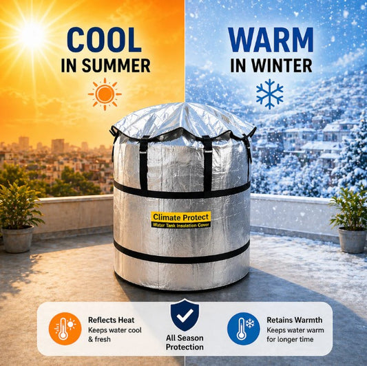 3-Layer Free Size Insulated Heavy Duty Water Tank Cover (1000 Litre) with smart size fitted belt– 6 mm Korean Insulated Sheet, UV & Weather Protection, Heat Resistant for Overhead Water Tanks